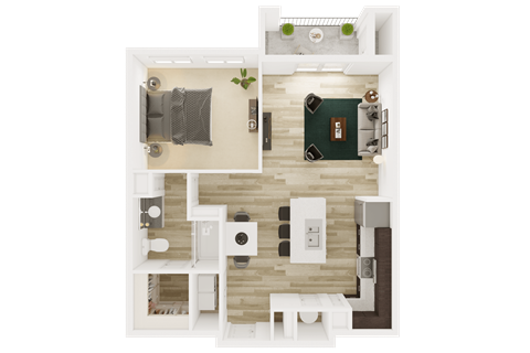 Floor plan for 1 bed, 1 bath, 920 sqft